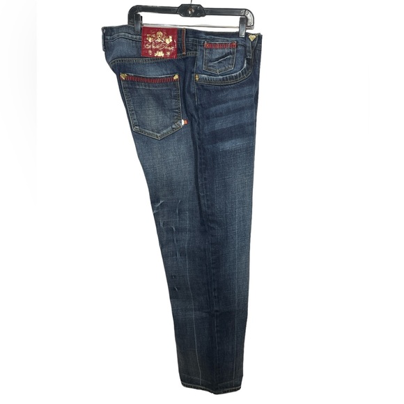 Stash House Denim Blue Jeans Baggy Pants Skulls Distressed - Picture 4 of 15